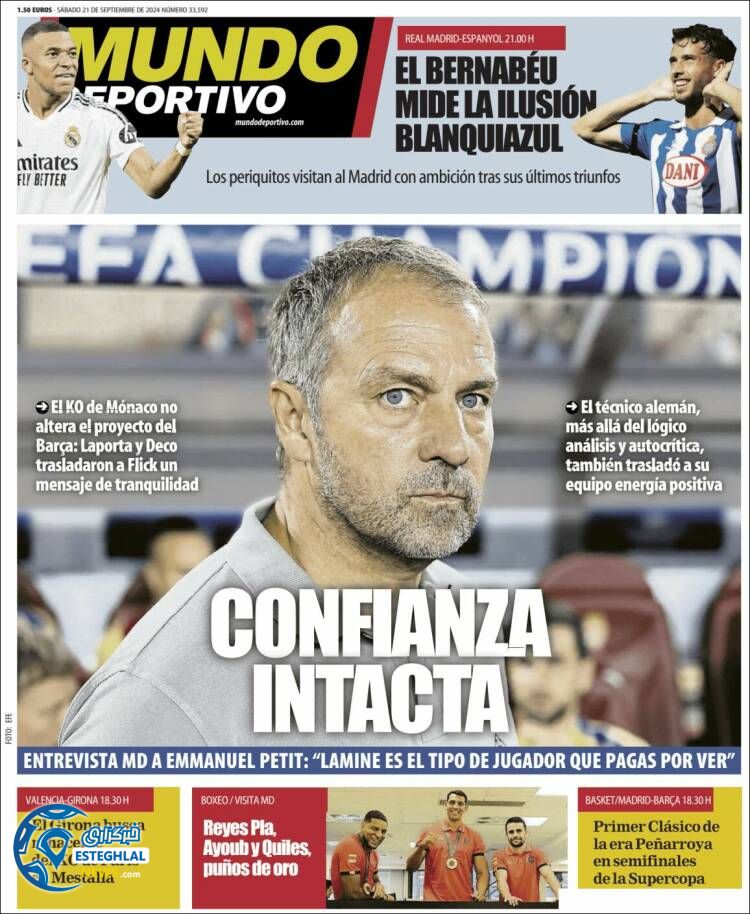 روزنامه  ورزشی موندو دپورتیوو شنبه 31 شهریور 1403 