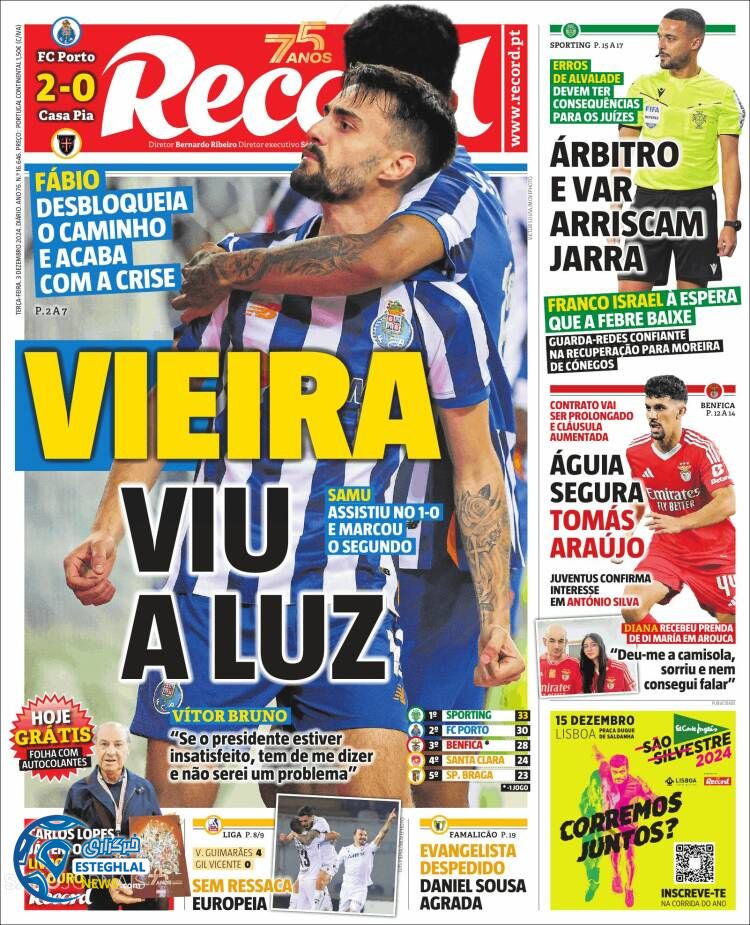 روزنامه  ورزشی رکورد سه شنبه 13 آذر 1403 