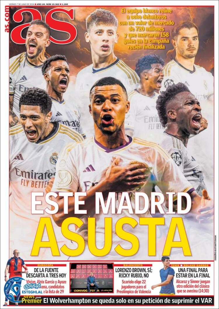 روزنامه  ورزشی آ اس جمعه 18 خرداد 1403 