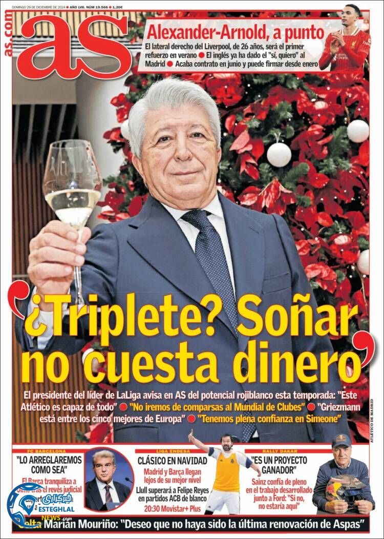 روزنامه ورزشی آ اس یکشنبه 9 دی 1403 