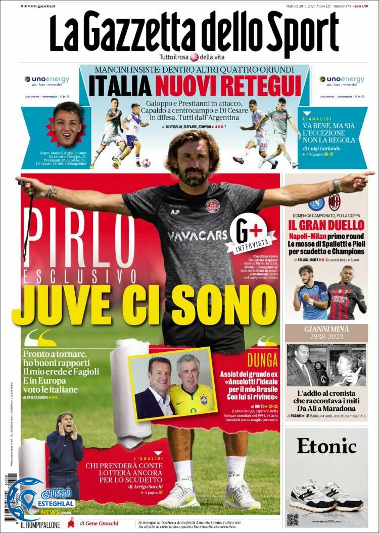 روزنامه ورزشی گاتزتا دلو اسپورت سه شنبه 8 فروردین 1402 