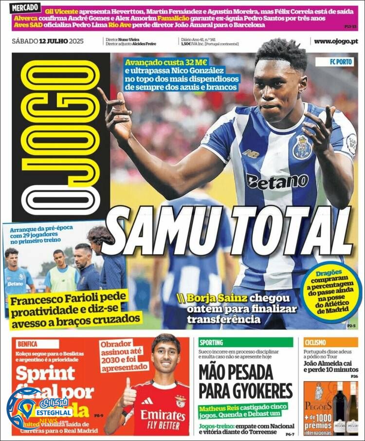 روزنامه ورزشی اوجوگو شنبه 21 تیر 1404  