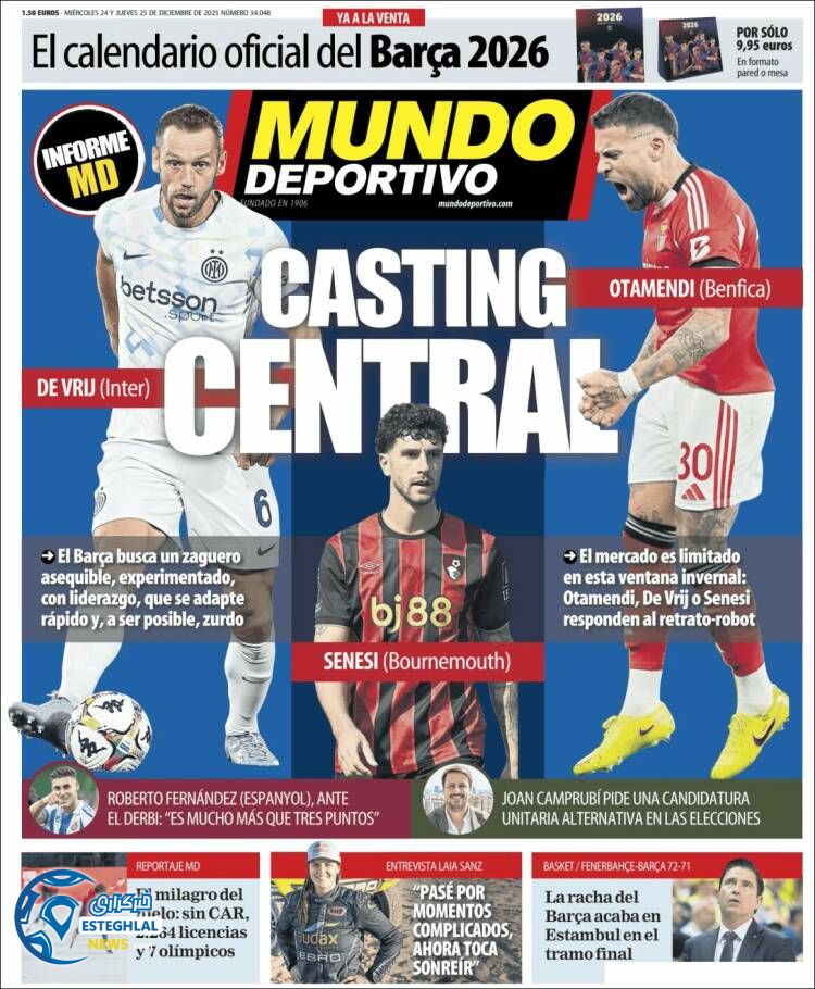 روزنامه  ورزشی موندو دپورتیوو پنجشنبه 4 دی 1404 