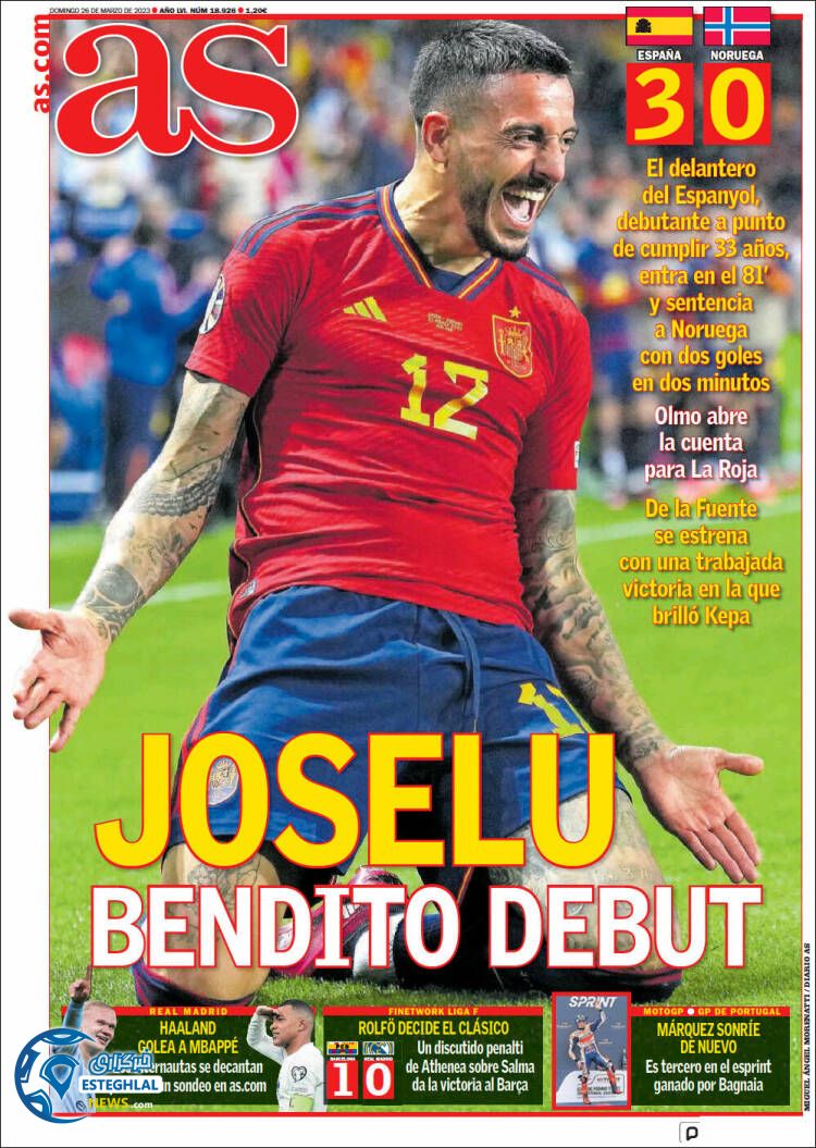 روزنامه ورزشی آ اس یکشنبه 6 فروردین 1402 