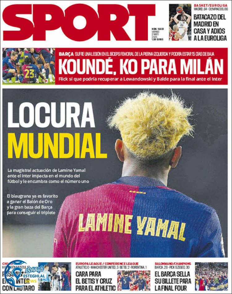 روزنامه  ورزشی اسپورت جمعه 11 اردیبهشت 1404 