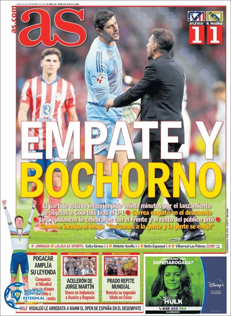 روزنامه ورزشی آ اس دوشنبه 9 مهر 1403 