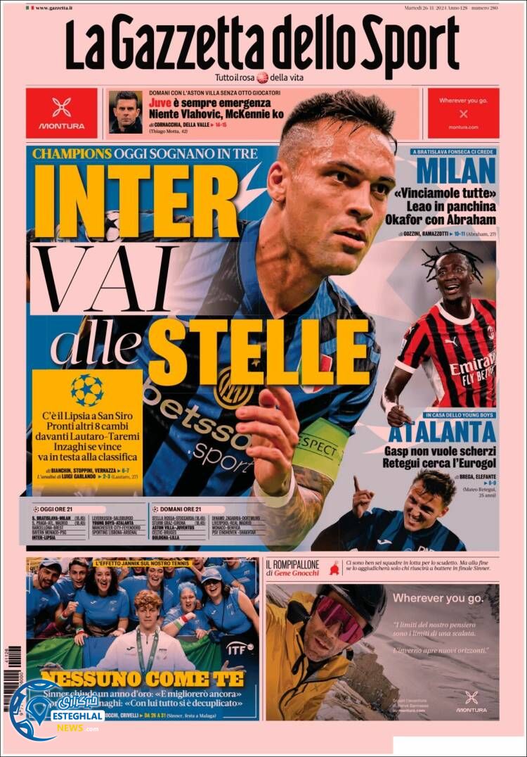 روزنامه ورزشی گاتزتا دلو  اسپورت سه شنبه 6 آذر 1403 