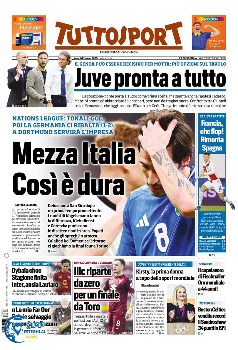 روزنامه  ورزشی توتو اسپورت جمعه 1 فروردین 1404 