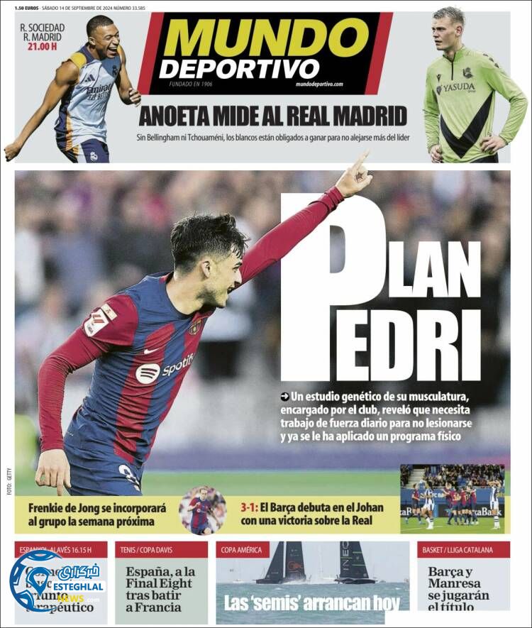 روزنامه موندودپورتیوو شنبه 24 شهریور 1403  