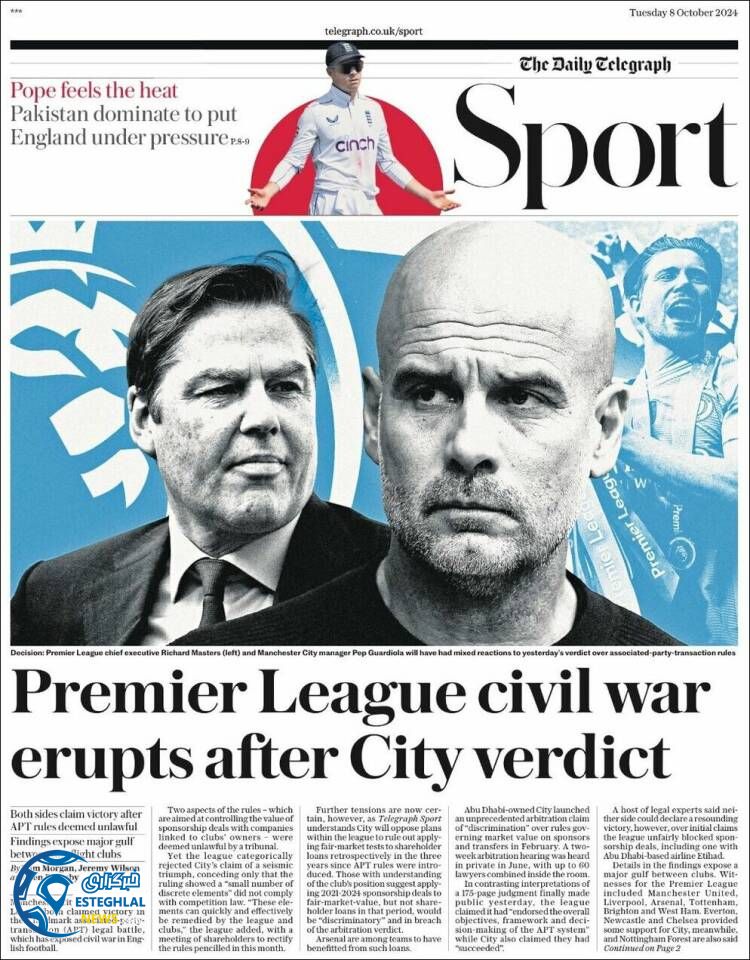 روزنامه ورزشی تلگراف اسپورت سه شنبه 17 مهر 1403 