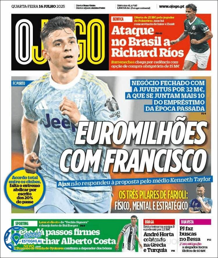 روزنامه ورزشی اوجوگو چهارشنبه 25 تیر 1404 