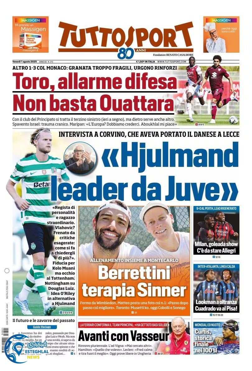 روزنامه  ورزشی توتو اسپورت جمعه 10 مرداد 1404 