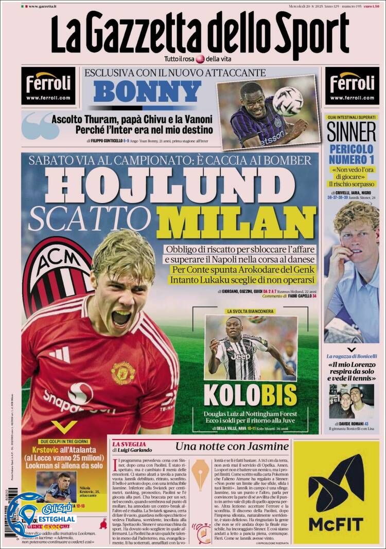 روزنامه ورزشی گاتزتا دلو اسپورت چهارشنبه 29 مرداد 1404 