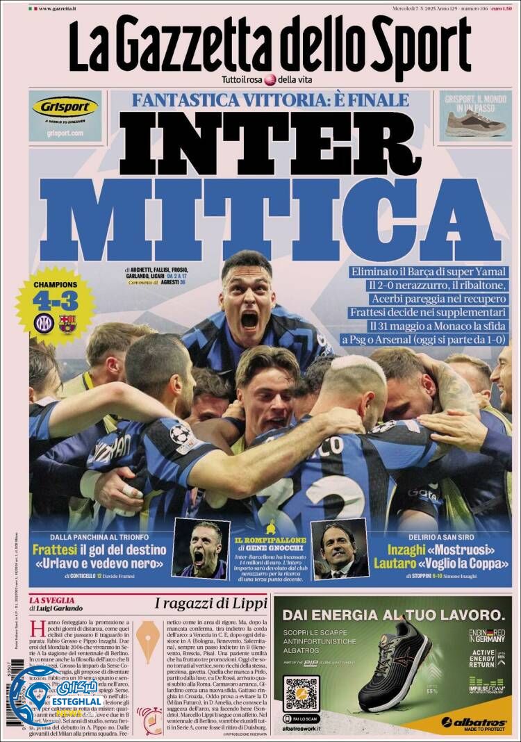 روزنامه ورزشی گاتزتا دلو اسپورت چهارشنبه 17 اردیبهشت 1404 