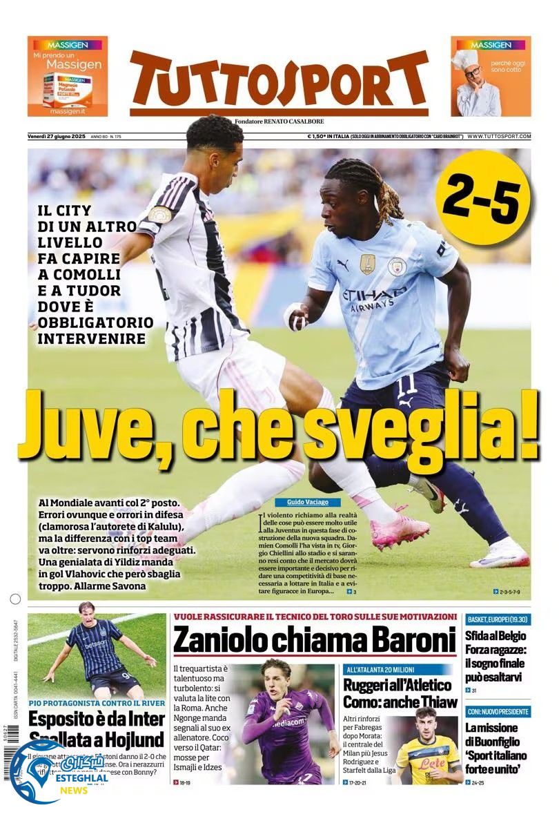 روزنامه ورزشی توتو اسپورت جمعه 6 تیر 1404 