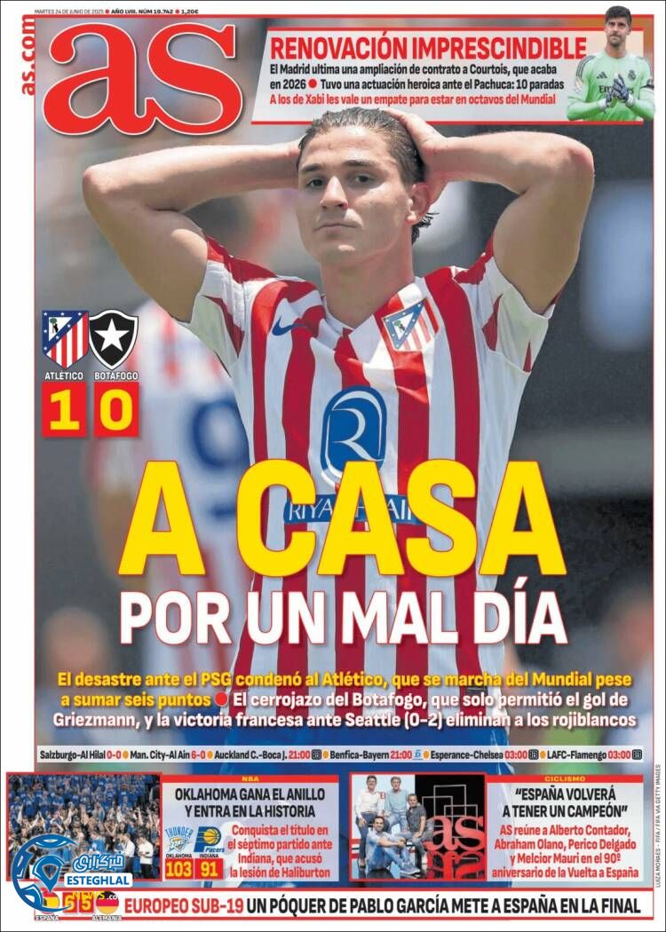 روزنامه ورزشی آ اس سه شنبه 3 تیر 1404 