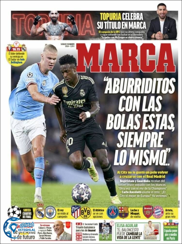 روزنامه ورزشی مارکا شنبه 26 اسفند 1402 