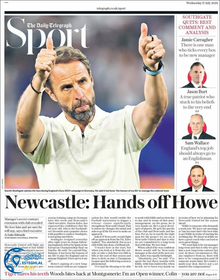 روزنامه ورزشی تلگراف اسپورت چهارشنبه 27 تیر 1403 