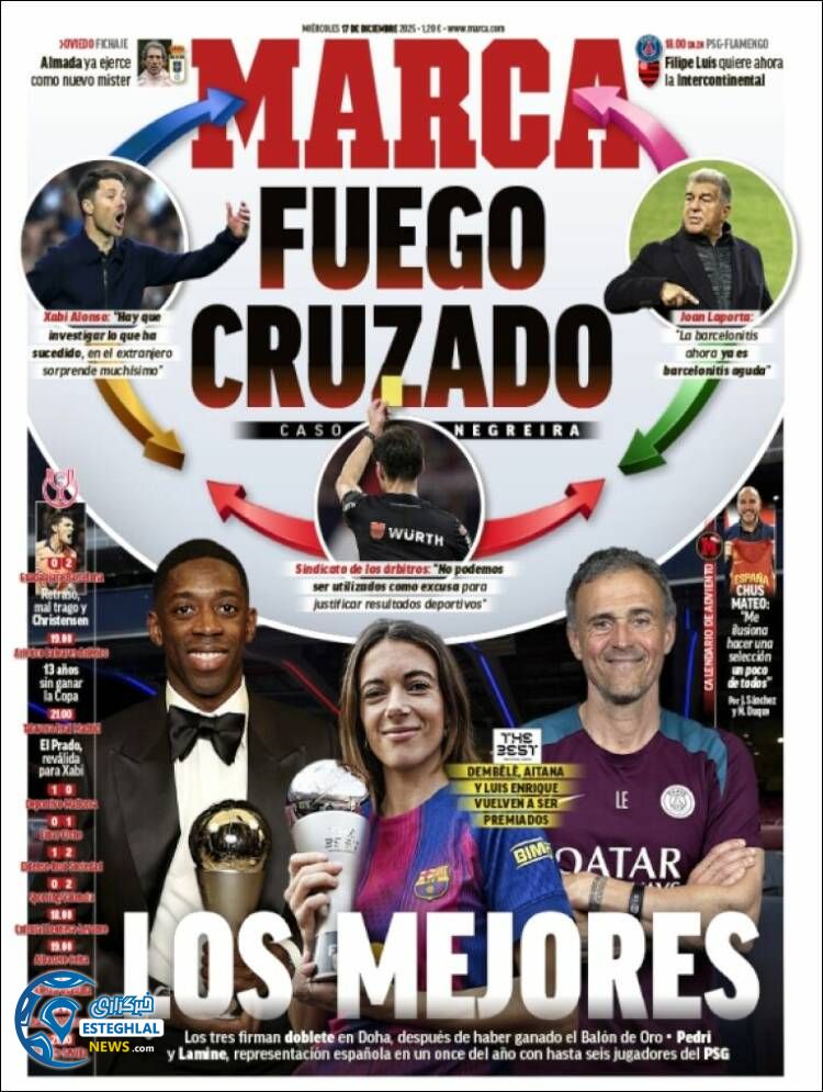 روزنامه ورزشی مارکا  چهارشنبه 26 آذر 1404  