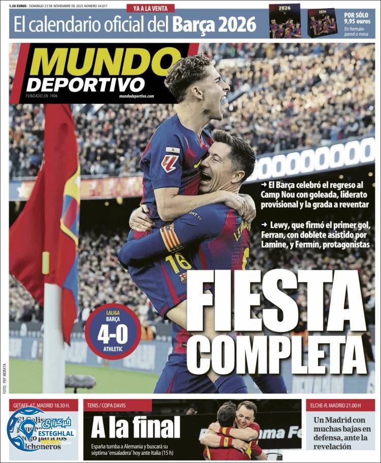 روزنامه ورزشی موندو دپورتیوو یکشنبه 2 آذر 1404 