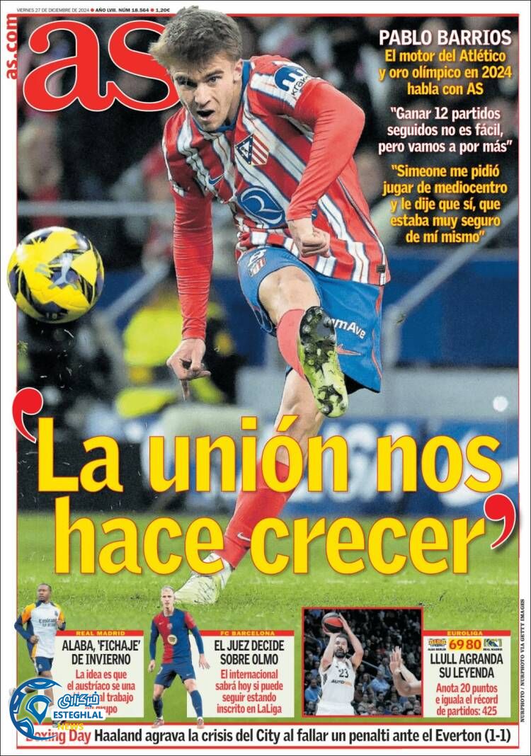 روزنامه ورزشی آ اس جمعه 7 دی 1403