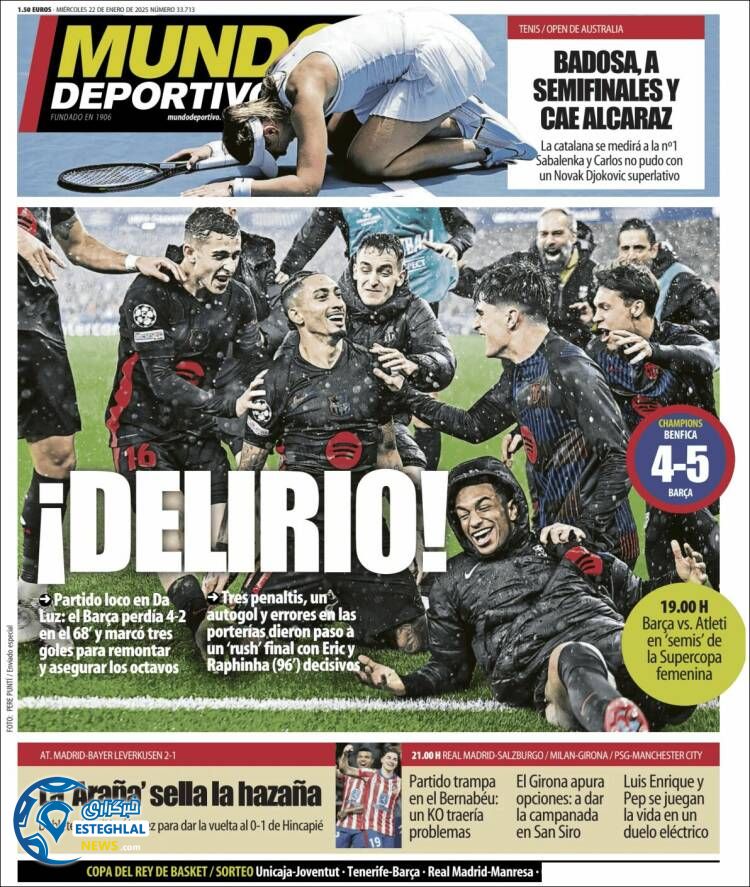 روزنامه  ورزشی موندو دپوذتیوو چهارشنبه 3 بهمن 1403  