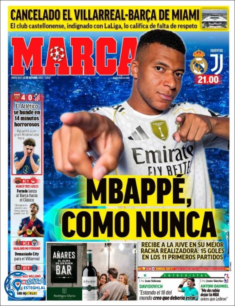 روزنامه ورزشی مارکا  چهارشنبه 30 مهر 1404  