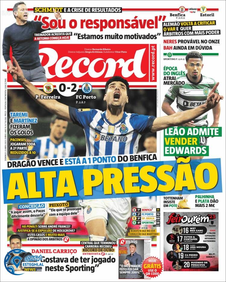 روزنامه ورزشی رکورد یکشنبه 3 اردیبهشت 1402 