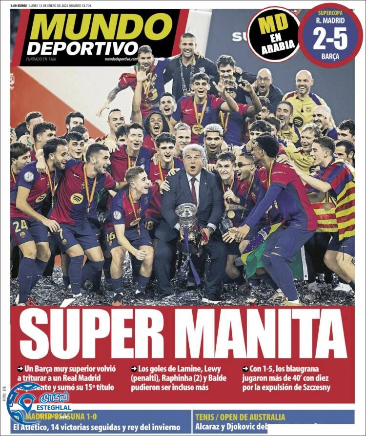 روزنامه ورزشی موندو دپورتیوو دوشنبه 24 دی 1403 