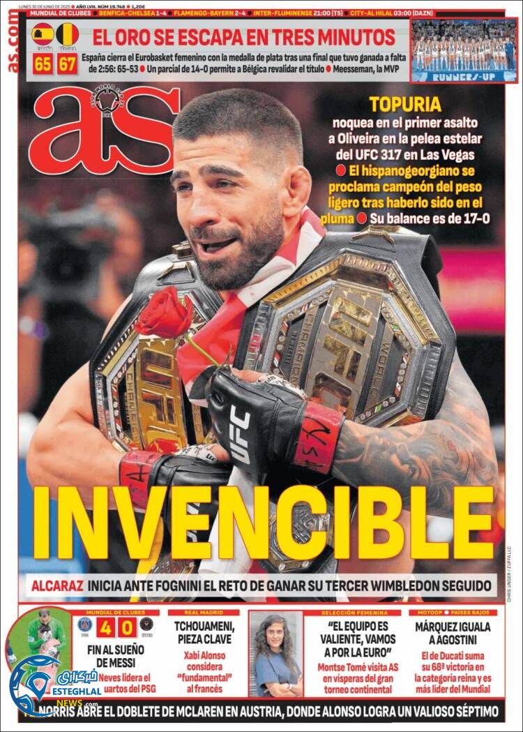 روزنامه ورزشی آ اس دوشنبه 9 تیر 1404 