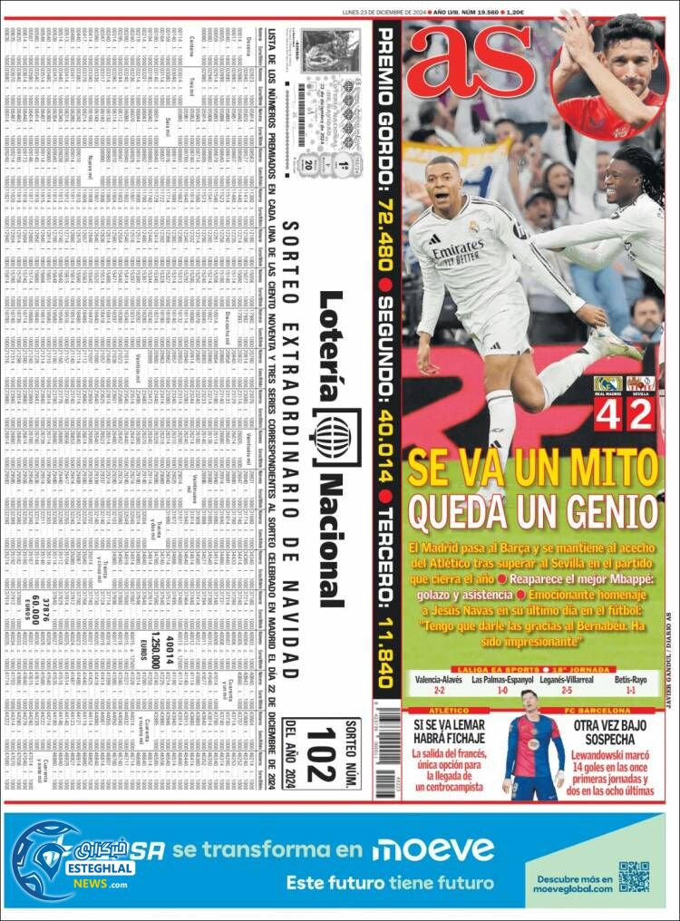 روزنامه  ورزشی  آ اس دوشنبه 3 دی 1403 