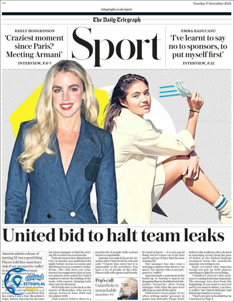 روزنامه  ورزشی تلگراف  اسپورت سه شنبه 27 آذر 1403 